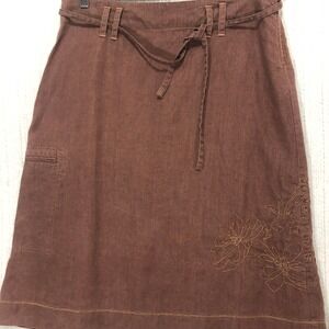 Patagonia Water Girl A‎ Line Skirt Floral Embroidered Tie Waist Cargo Pocket